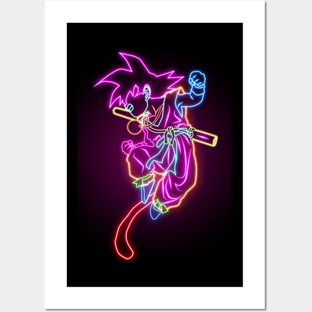 Neon of goku Wall Art by San Creative